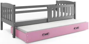 BMS Detská posteľ KUBUŠ 2 s prístelkou | sivá Farba: Sivá / ružová, Rozmer.: 200 x 90 cm #8008887