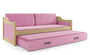 BMS Detská posteľ s prístelkou DAWID | borovica 90 x 200 cm Farba: Ružová #8041199
