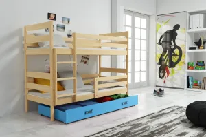 BMS Detská poschodová posteľ ERYK | borovica Farba: Borovica / modrá, Rozmer.: 160 x 80 cm #8008777