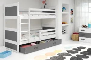 BMS Detská poschodová posteľ RICO | biela 80 x 160 cm Farba: Sivá #8031003
