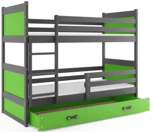 BMS Detská poschodová posteľ RICO | sivá 80 x 190 cm Farba: Zelená #8031021