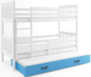 BMS Detská poschodová posteľ s prístelkou CARINO 3 | 80 x 190 cm Farba: biela / modrá #8031124