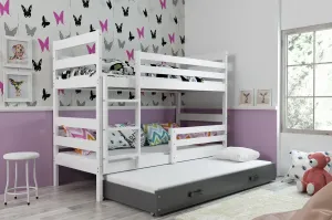 BMS Detská poschodová posteľ s prístelkou ERYK 3 | biela Farba: biela / sivá, Rozmer.: 160 x 80 cm #8008726