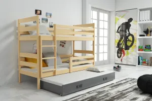 BMS Detská poschodová posteľ s prístelkou ERYK 3 | borovica Farba: Borovica / sivá, Rozmer.: 160 x 80 cm #8008742