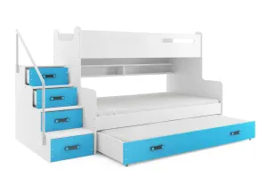 BMS Detská poschodová posteľ s prístelkou MAX 3 Farba: Modrá #8008836