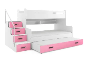 BMS Detská poschodová posteľ s prístelkou MAX 3 Farba: Ružová #8008838