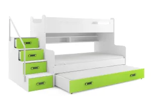 BMS Detská poschodová posteľ s prístelkou MAX 3 Farba: Zelená #8008837