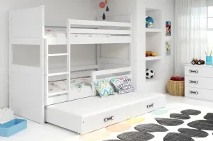 BMS Detská poschodová posteľ s prístelkou RICO 3 | biela 80 x 160 cm Farba: Biela #8031045
