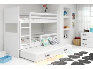 BMS Detská poschodová posteľ s prístelkou RICO 3 | biela 90 x 200 cm Farba: biela/zelená #8031071