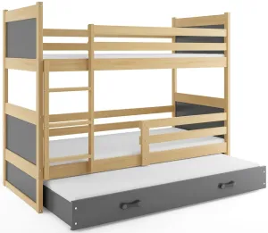 BMS Detská poschodová posteľ s prístelkou RICO 3 | borovica  80 x 160 cm Farba: Sivá #8031053