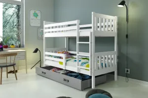 BMS Poschodová detská posteľ CARINO | 80 x 190 cm Farba: biela / sivá #8031103