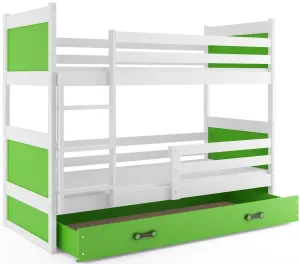 BMS Detská poschodová posteľ RICO | biela 90 x 200 cm Farba: Zelená #8031032