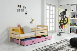 BMS Detská jednolôžková posteľ s úložným priestorom ERYK | borovica Farba: Borovica / ružová, Rozmer.: 190 x 80 cm #8008758