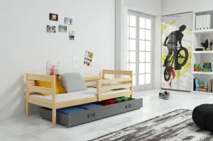 BMS Detská jednolôžková posteľ s úložným priestorom ERYK | borovica Farba: Borovica / sivá, Rozmer.: 190 x 80 cm #8008757