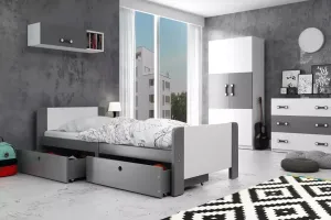 BMS Detská posteľ AREK | 80 x 200 cm farebné prevedenie: Grafit / grafit zásuvky #8041425