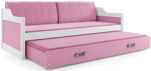 BMS Detská posteľ s prístelkou DAWID | biela 80 x 190 cm Farba: Ružová #8041184