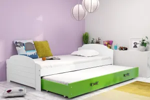 BMS Detská posteľ s prístelkou LILI 2 Farba: biela / zelená #8041238