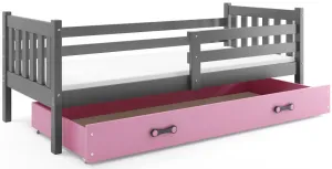 BMS Detská posteľ s úložným priestorom CARINO | 90 x 200 cm Farba: Sivá / ružová #8031100