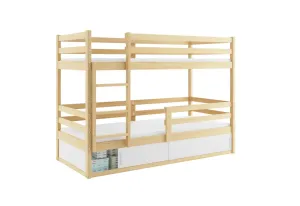 Expedo Detská poschodová posteľ  RAFAL 4 + úložný priestor + matrac + rošt ZADARMO, 80x190 cm, borovica/čierna