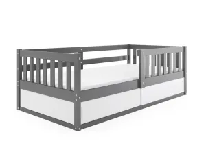 Expedo Detská posteľ BENEDIS + matrac, 80x160, grafit/biela/čierna