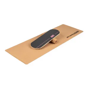 BoarderKING Indoorboard Classic, balančná doska, podložka, valec, drevo/korok, červená