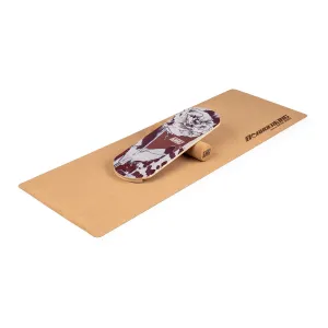 BoarderKING Indoorboard Classic, balančná doska, podložka, valec, drevo/korok, červená #1426896