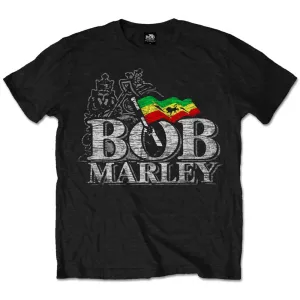 Bob Marley Tričko Distressed Logo Unisex Black L