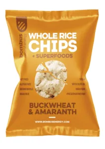 Bombus Whole Rice Chips ryžové chipsy Buckwheat & Amaranth 60 g