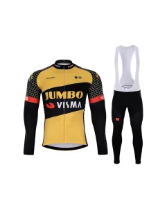 BONAVELO Cyklistický zimný dres a nohavice - JUMBO-VISMA 2021 WNT - žltá/čierna