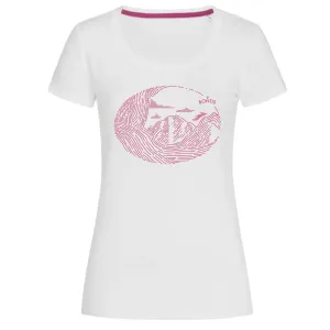 Bontis Dámske tričko MOUNTAINS - Biela / ružová | XL