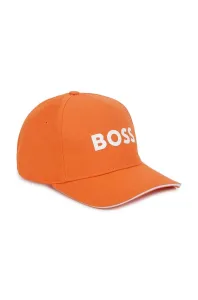 Detská bavlnená čiapka BOSS oranžová farba, s nášivkou #7524624