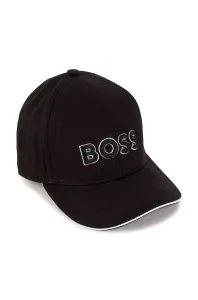 Detská čiapka BOSS čierna farba, s potlačou