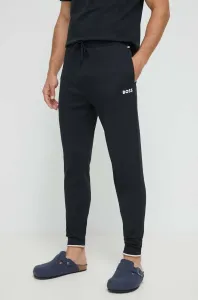 Bavlnené nohavice BOSS čierna farba, jednofarebné