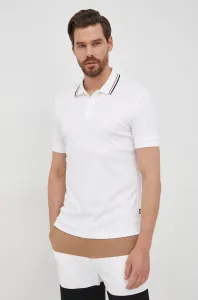 Bavlnené polo tričko BOSS biela farba, jednofarebné #5885522