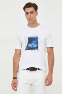 Bavlnené tričko BOSS biela farba, s potlačou #8750136