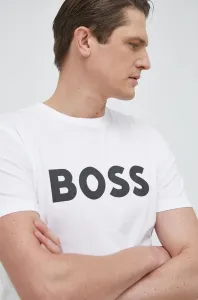 Bavlnené tričko BOSS BOSS CASUAL pánske, biela farba, s potlačou #5508635