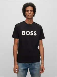 Bavlnené tričko BOSS Boss Casual čierna farba, s potlačou #5371428