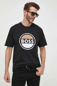 Bavlnené tričko BOSS čierna farba, s nášivkou #8741755