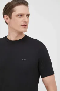Bavlnené tričko BOSS pánsky, čierna farba, jednofarebný #9187377