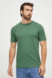 Bavlnené tričko BOSS pánsky, zelená farba, jednofarebný