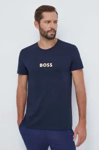 Bavlnené plážové tričko BOSS tmavomodrá farba, s potlačou #7964782