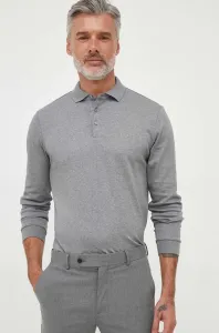 Bavlnené tričko s dlhým rukávom BOSS šedá farba,jednofarebný,50468392