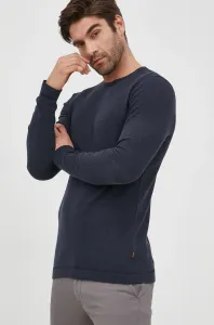 Bavlnený sveter BOSS Boss Casual pánsky, tmavomodrá farba, tenký, #221573