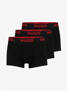 Boxerky HUGO 3-pak pánske, čierna farba #7014342