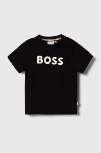 Detské bavlnené tričko BOSS čierna farba, s potlačou #8763707