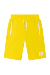 Detské krátke nohavice BOSS žltá farba, nastaviteľný pás