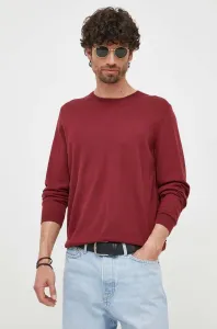 Vlnený sveter BOSS pánsky,bordová farba,tenký,50468239