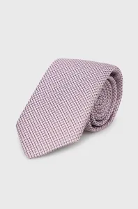 Kravata s prímesou hodvábu BOSS ružová farba #243571