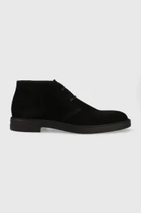 Semišové topánky BOSS Calev pánske, čierna farba, 50500234
