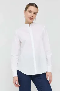 Bavlnená košeľa BOSS dámska, biela farba, regular #8675732